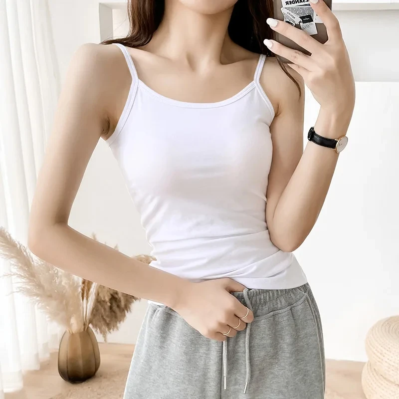 Women Tank Tops Solid Color Cotton Vest Tops Summer t shirts Tops Female Sleeveless Vest Breathable