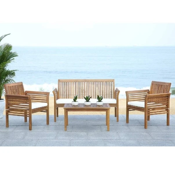 Natural Teak Wood Living Room Furniture Set Jepara Manufactured Outdoor Garden Chairs from Indonesia