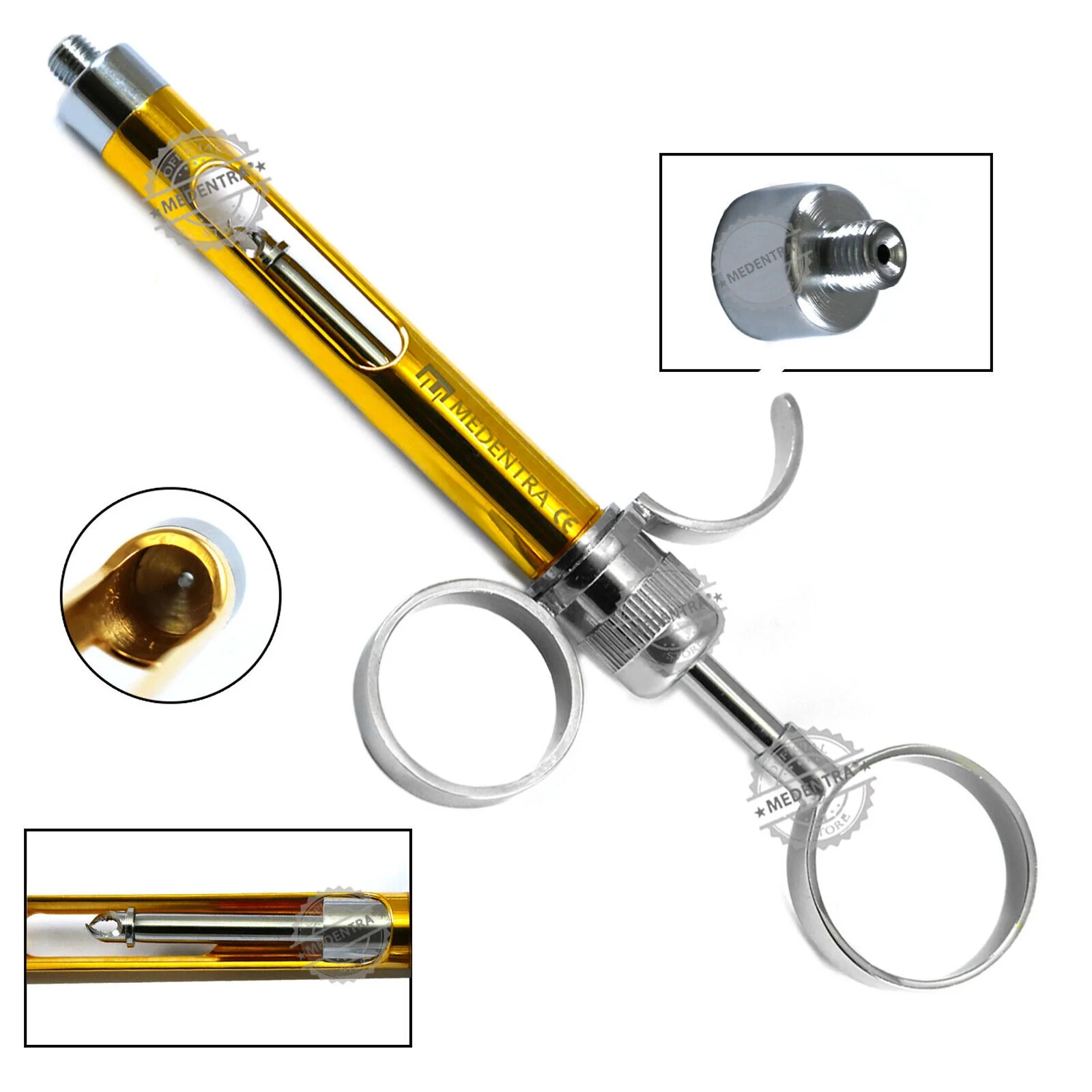 High quality Dental Aspirating Anesthesia Syringe 1.8ml Gold Coated Barrel Stainless Steel Surgical Instruments