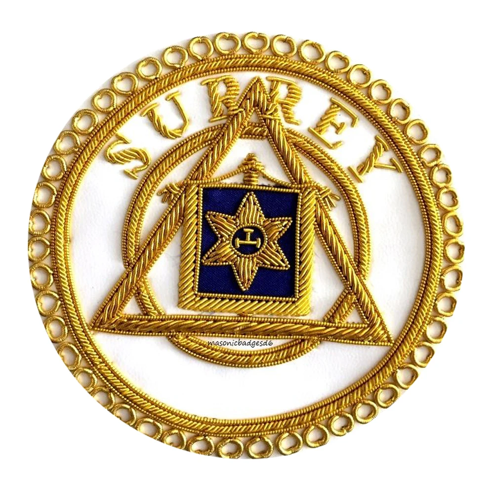 High Quality Customized Masonic Cloth Badges Embroidered Masonic Regalia Patch Magnetic Handmade Blazer Badges-OEM Available
