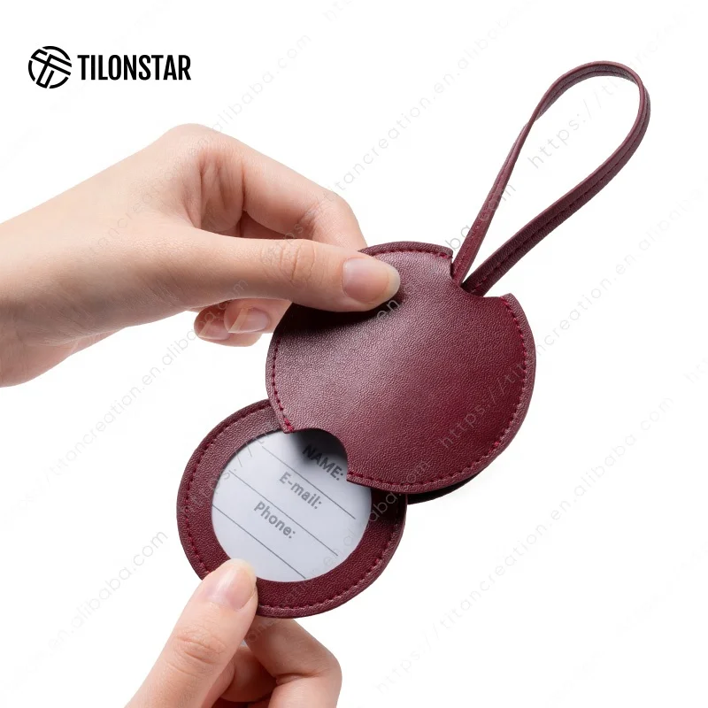Elegant RFID Blocking Leather Travel ID Labels Suitcase Name Tags Lightweight Luggage Bag Tags