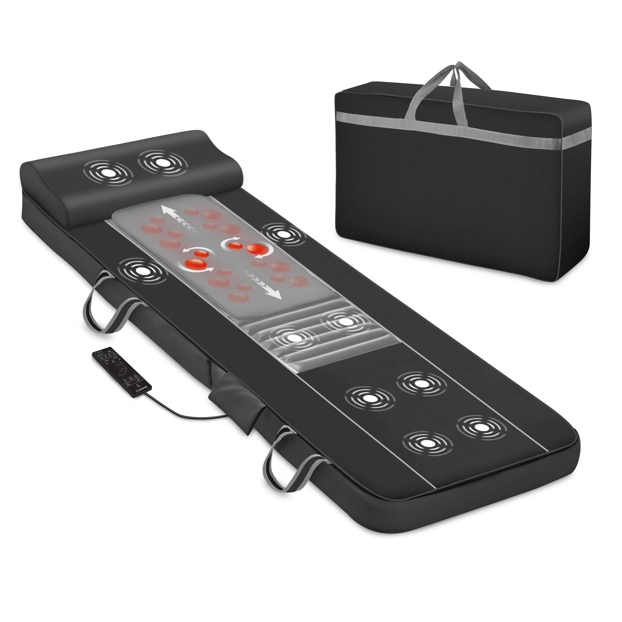 Whole sale Deluxe Dull Body Massage Mattress with shiatus vibration and heating 15 minutes timer massage mat