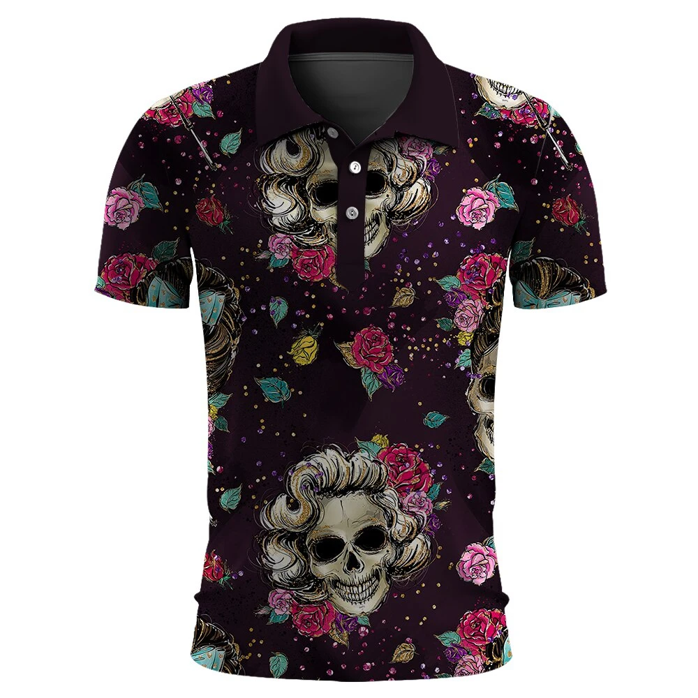 Man Polo T-Shirt Pattern 3D Digital Print Men Short Sleeve Polo Shirt , Men Cool Lapel Polo Shirt , Men Business Polo Shirt
