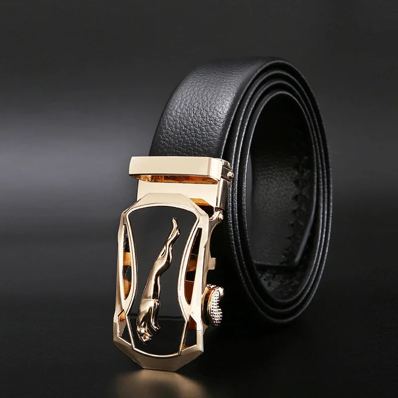 Best Men Belts Metal Automatic Buckle Brand High Quality Leather Belts for Men Famous Brand Luxury Work Business Strap