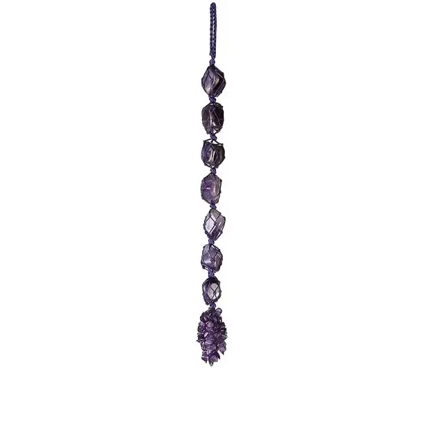 Wholesale Handmade Thread Cage Amethyst Tumbled Stone Hanger For Car & Home Decor