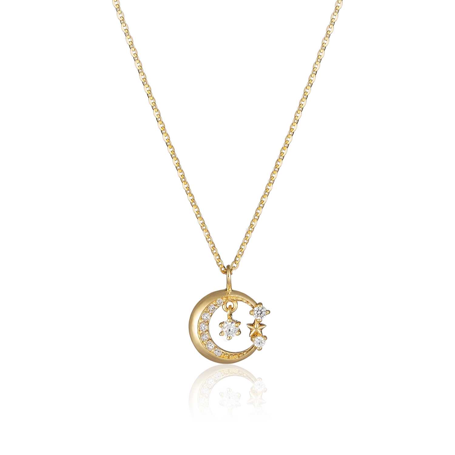 Wholesale Solid Gold Starry Night Pendant Necklace For Women Jewelry Chain With Cz Gemstone Gift Vietnam Manufacturer DCMAMD558