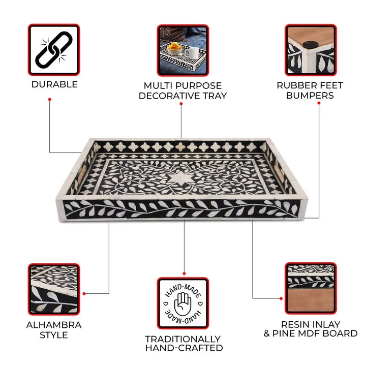 Manufacturer Hotels Restaurant Kitchenware Serving Trays Hotels Restaurant Kitchenware Bone Inlay Table Tray for Home Kitchen