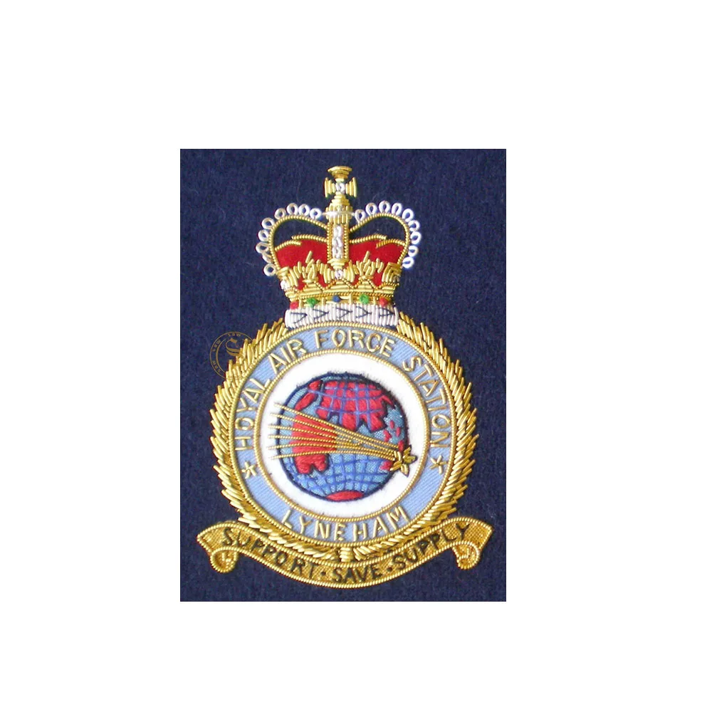 Ceremonial Hand Embroidered Crown Badge UK Bullion Wire Blazer Badges