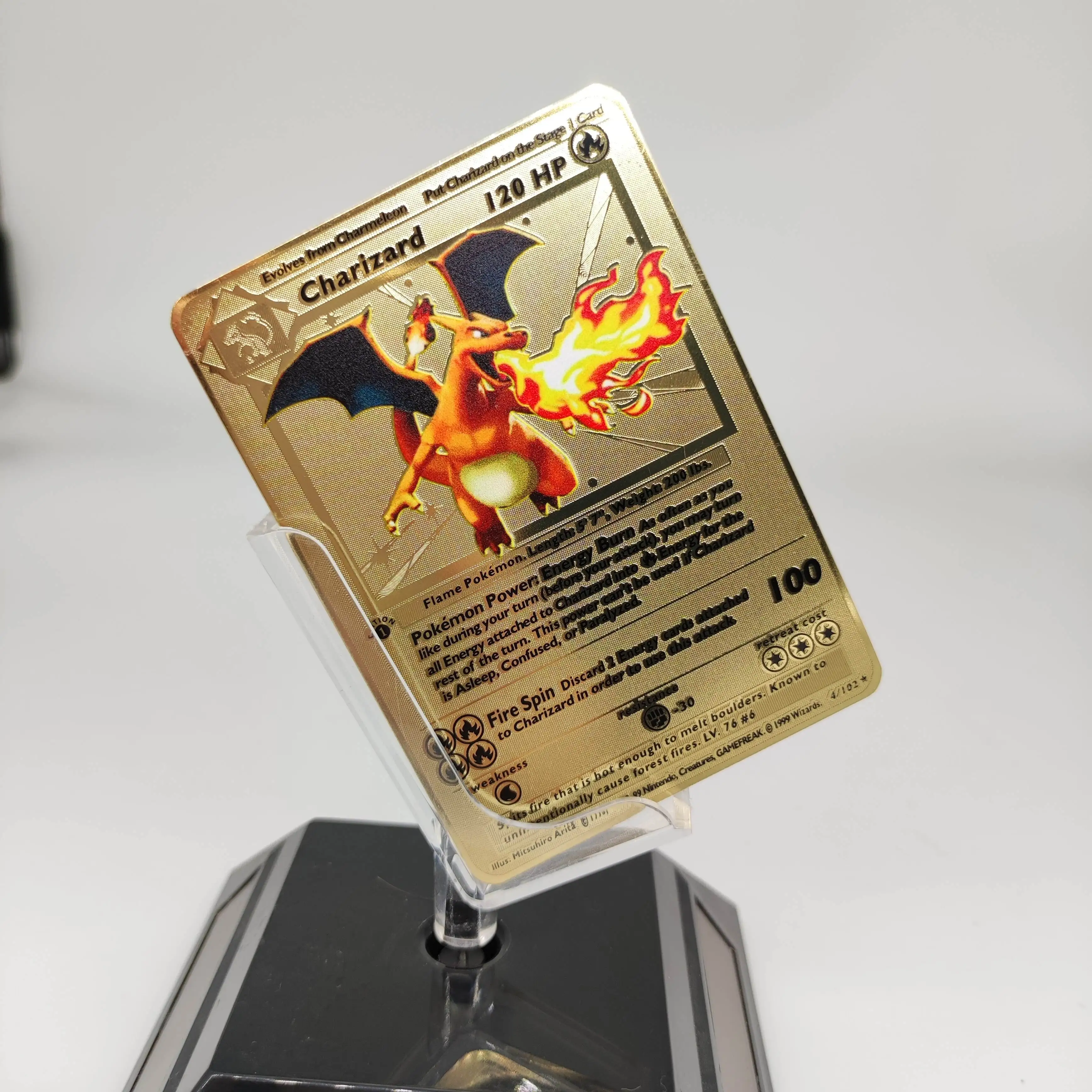 Rare Charizard,Pikachu Gold Black Metal Carte Poke mon Card Original 1st First Edition Ex Gx Tcg Vmax Trading Playing Game Cards