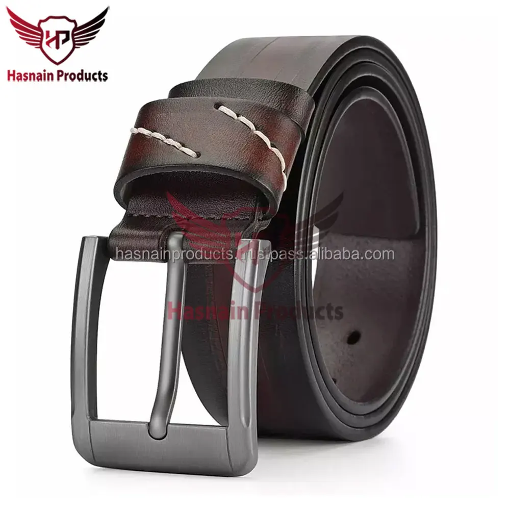Premium Quality Custom Design Black Brown Reversible Genuine Leather Belt for Men with Custom Logo Pin Buckle - Double Sided