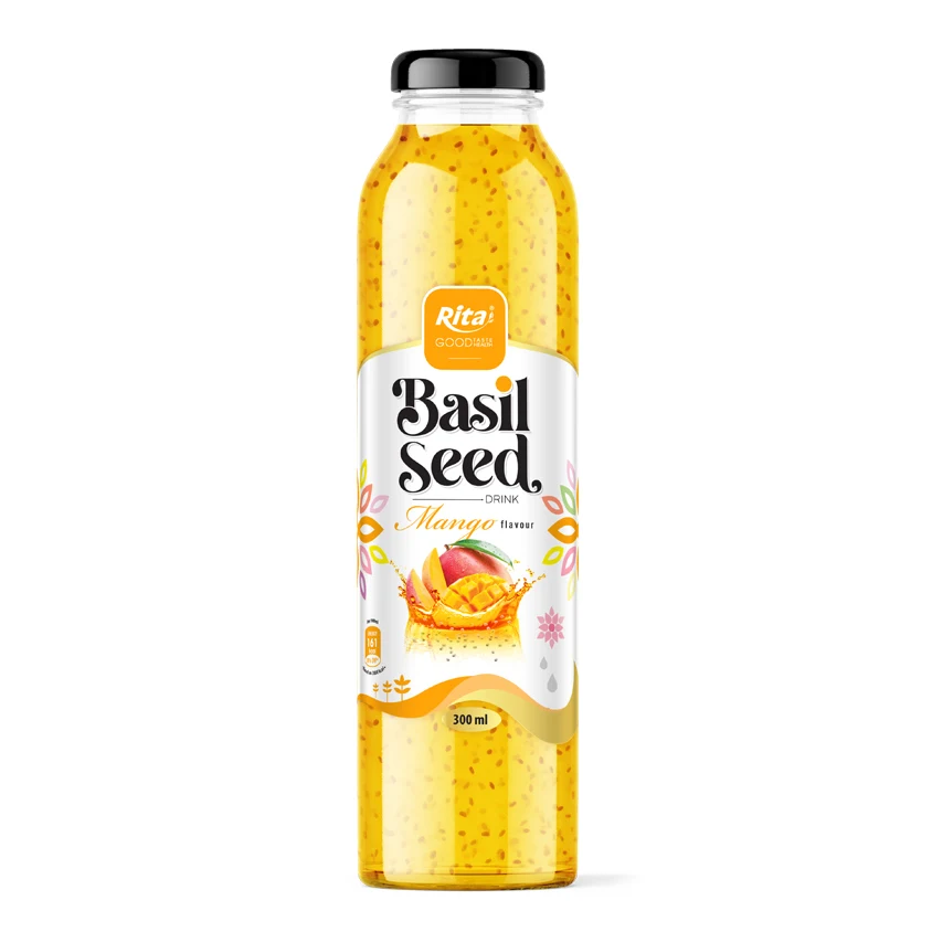 Mixed fruit Flavor 300ml Glass Bottle Basil Seed Drink Rita Manufacturer In Vietnam Good Beverage
