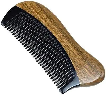 Authentic Indian 100% Natural Wood Horn Comb Ox Color with Tooth for Hair Styling-Men & Women Home Decor