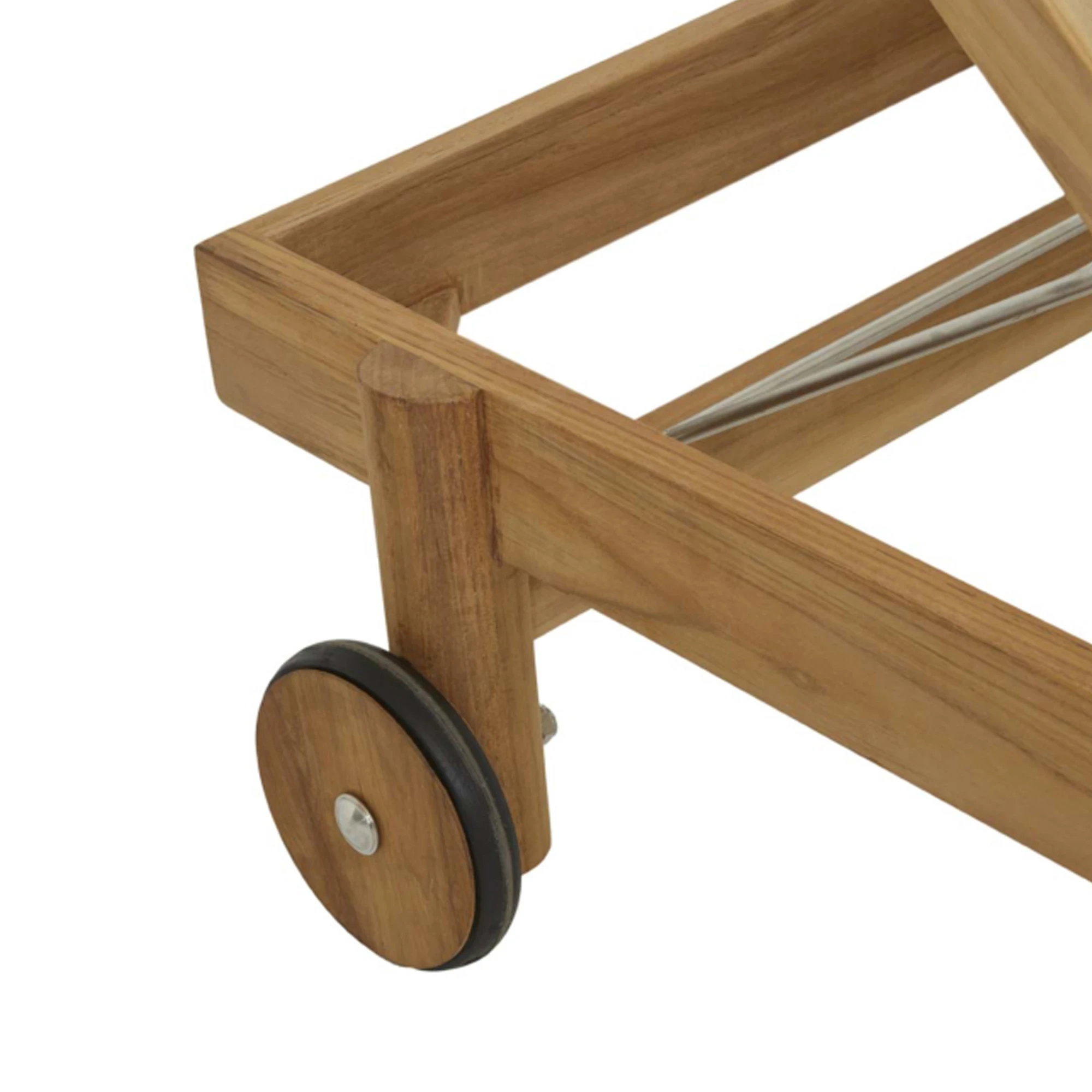 Outdoor Garden Pool Sun Lounger Teak Wood With Batyline Fabric - Aleta