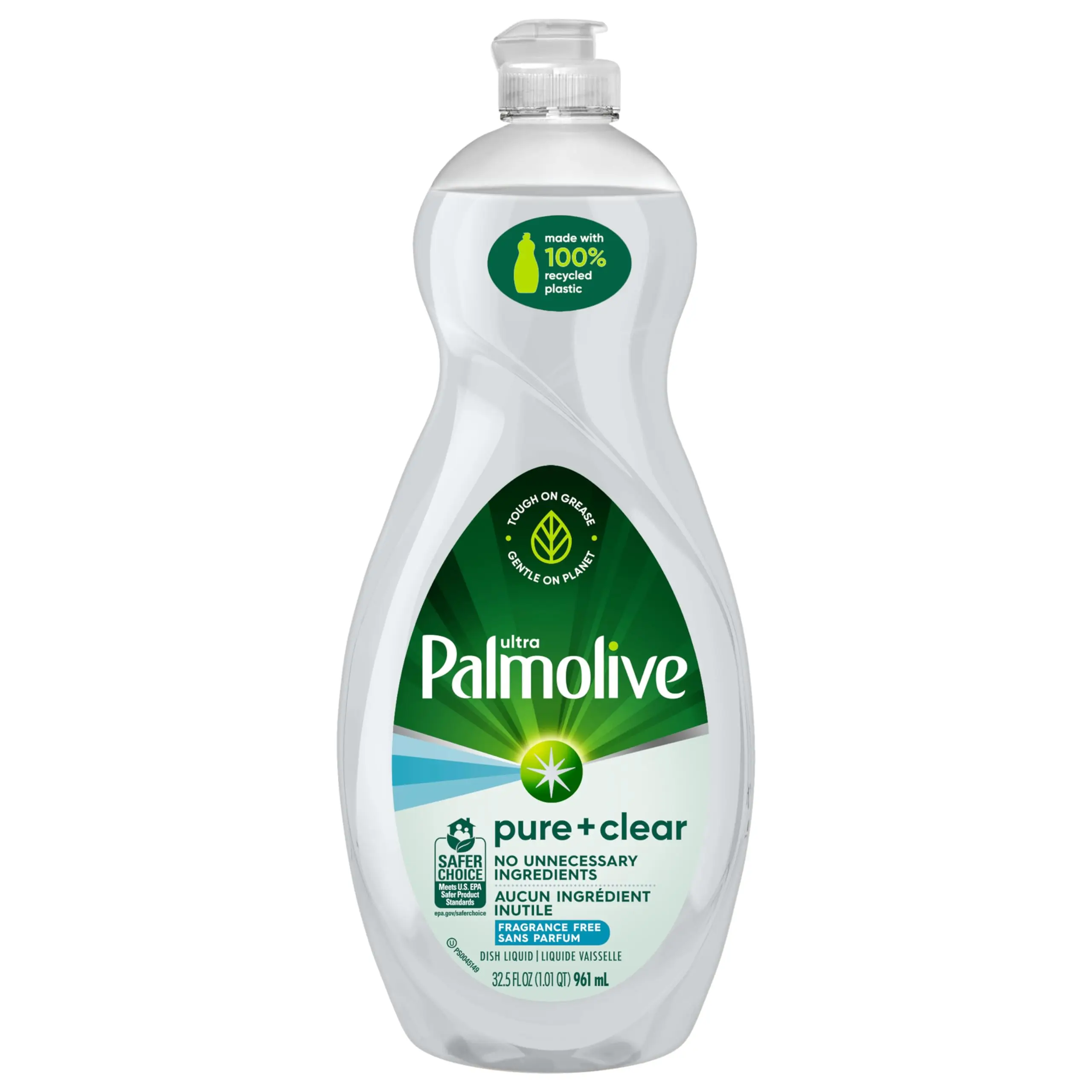 Palmolive Ultra Dishwashing Liquid Dish Soap, Pure + Clear Fragrance Free - 32.5 Fluid Ounce