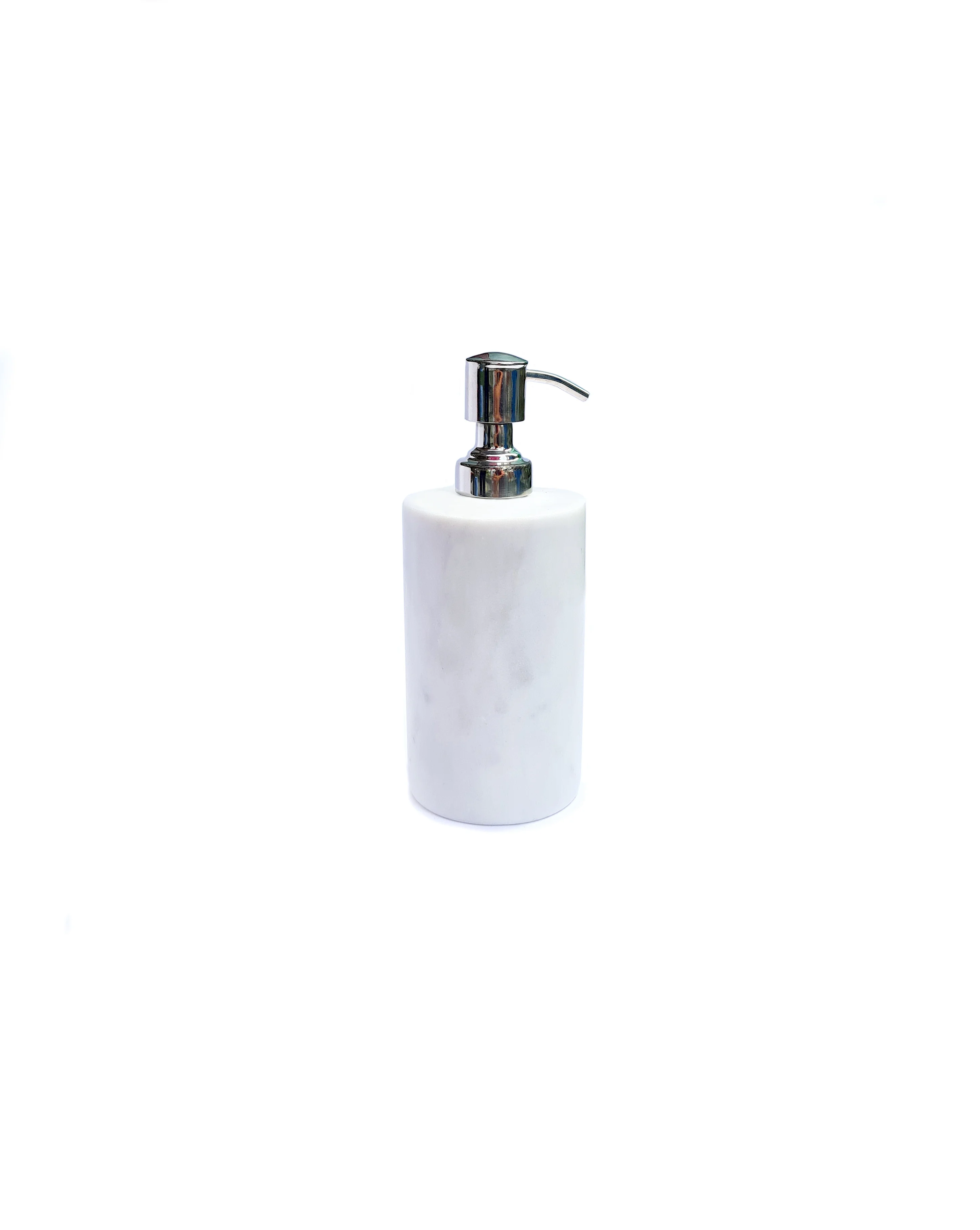 Natural Stone White Marble Liquid Soap Dispenser with Stainless Steel Pump in Round Square Rectangle Shape Luxurious Premium