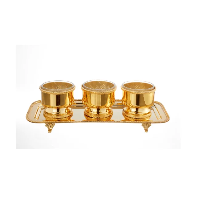 High Luxury Gold Or Silver Cake Stand Set Of 3 Glass With Tray High Quality Worldwide Shipping Hot Sale Best Product Best Price