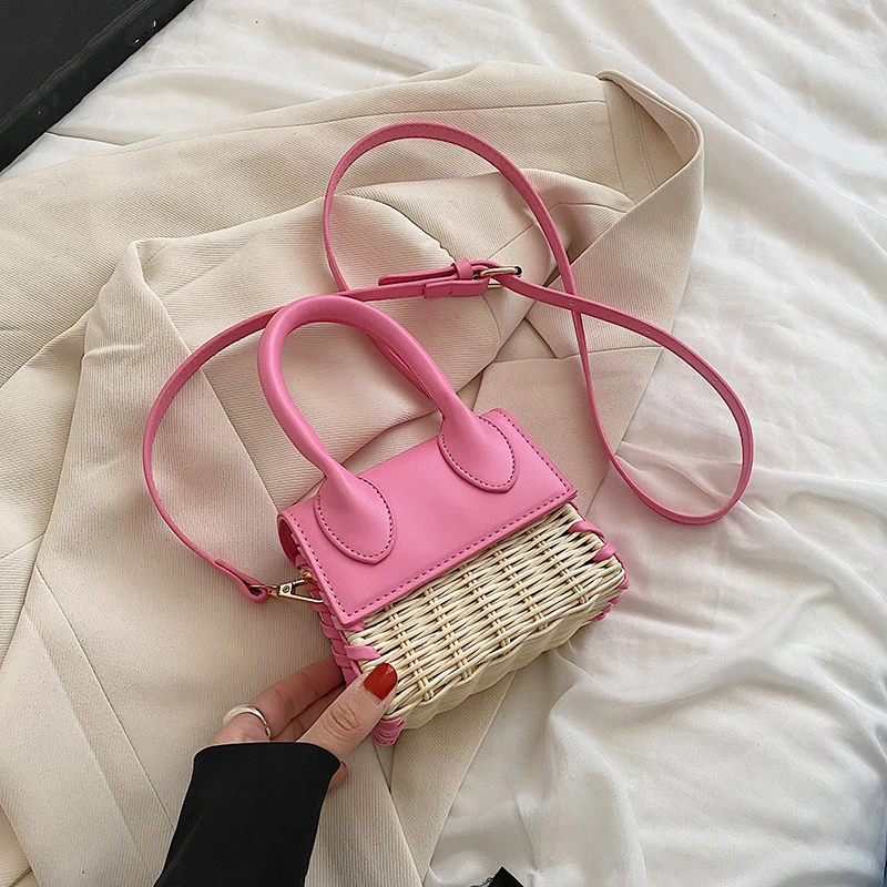 Mini Woman Straw Bag Luxury Summer Raffia Woven Handmade Handbags and Purses Rattan Beach Bag