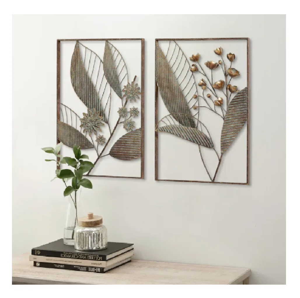 Iron Metal Decoration Items Gold Metal 3d Wall Art Hangings For Living Room Wall Decoration Home Handcrafted Panel Canvas