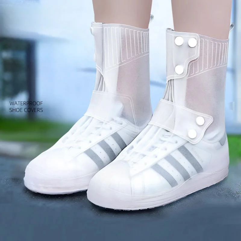 Rain Boots Large Size Portable Silicone Rain Boots Outdoor Unisex Models Thickened Wear-Resistant Waterproof Shoes Covers