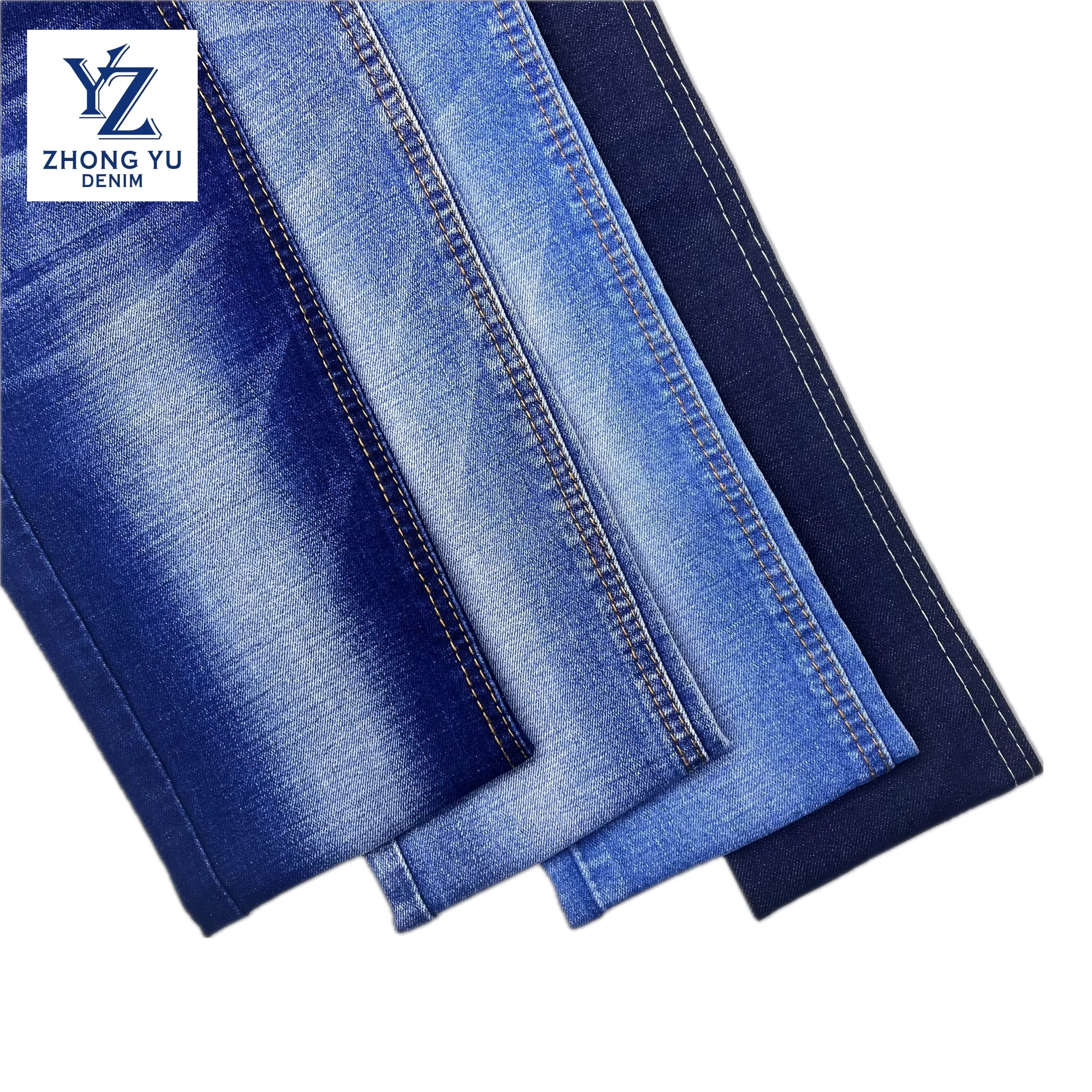2024 High quality 180cm width 10+10sx16 TR spandex cotton stretch denim fabric for jeans stocks