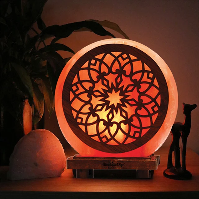 Himalayan Salt Lamp Arabic Pattern 3D Round Shape