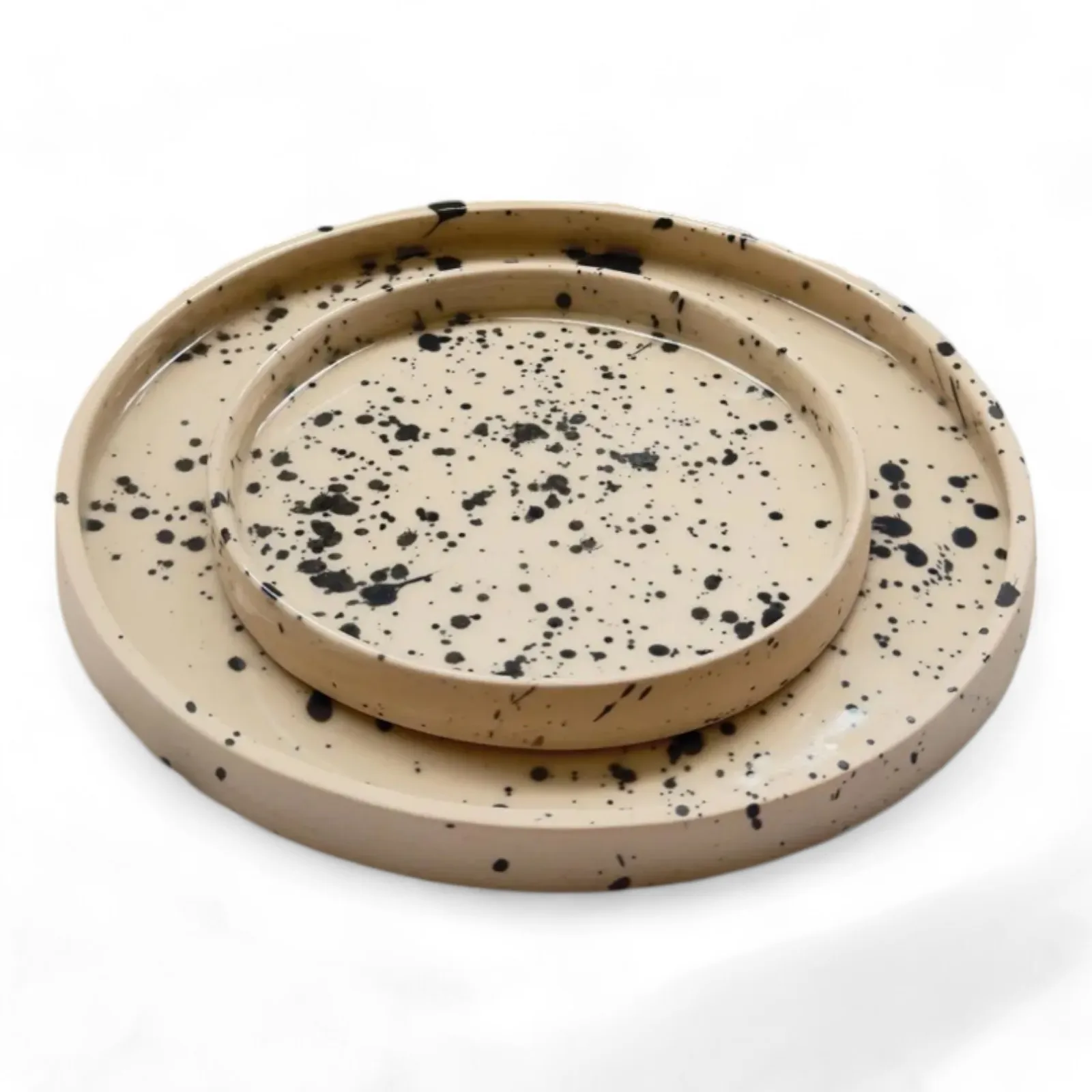 Luxury Round Ceramic Plate Dish Paint Brushed Design Lightweight Clay Material Wholesale Service INS Inspired