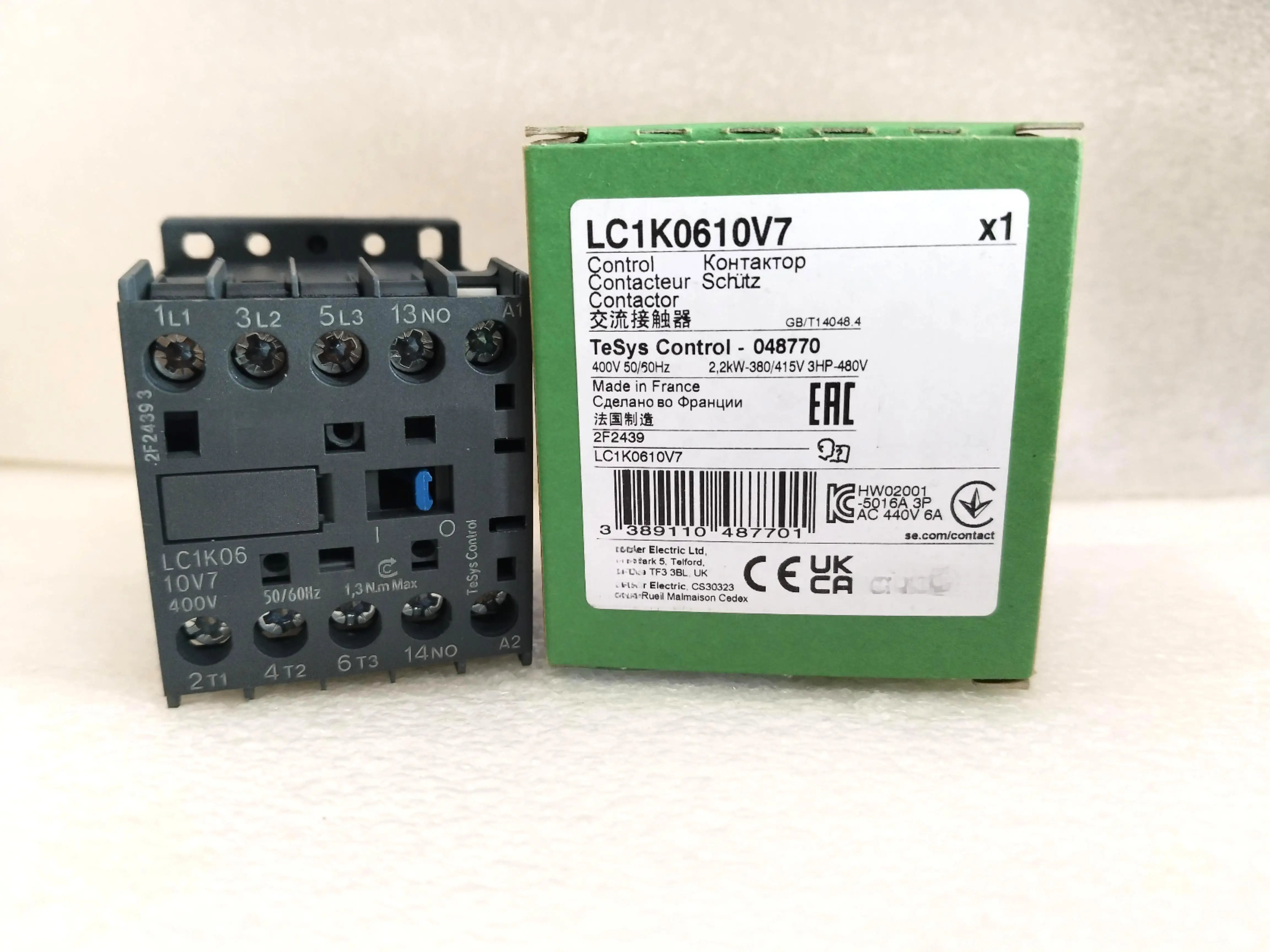 New Original in stock LC1K0610V7 TeSys K three-pole contactor 6A 400V 50/60Hz screw clamping connection mode