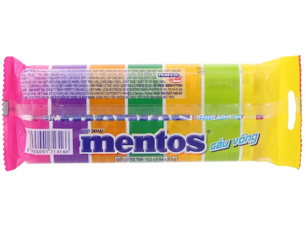 MENT0S RAINBOW CHEWY CANDY BAG 113.4g (3rolls/bag)