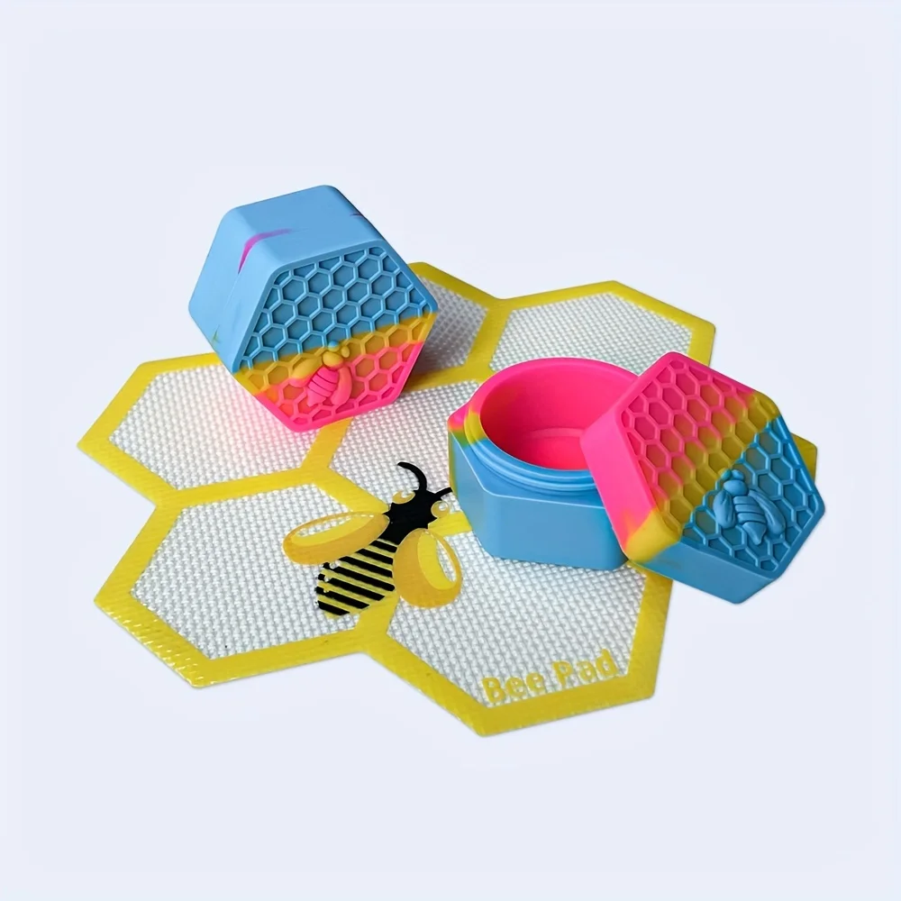 Hexagonal Bee Design Tobacco Storage Jar Silicone Oil Container Smoking Accessories