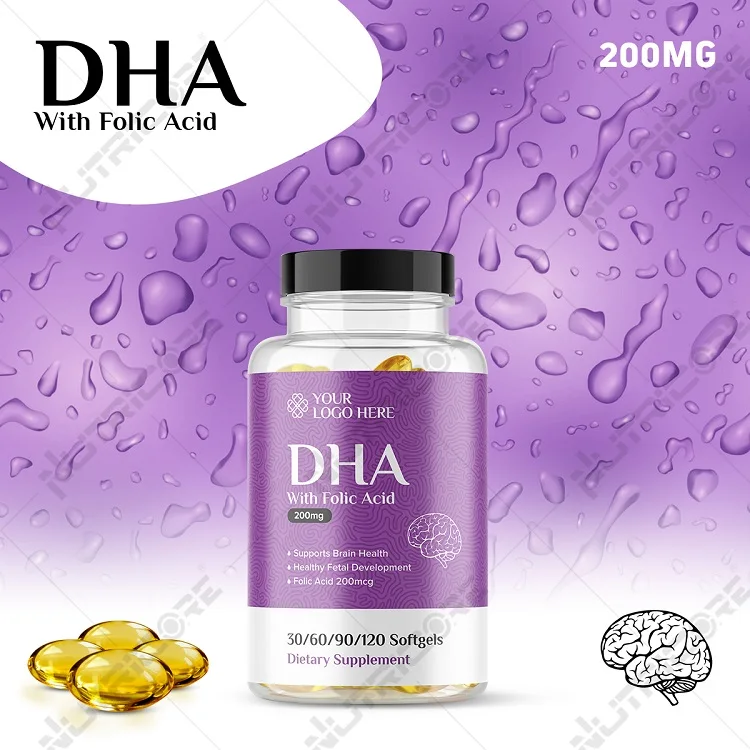 2022 Top Selling Wholesale Healthcare Dietary Supplement DHA + Folic Acid Softgel from Indian Manufacturer