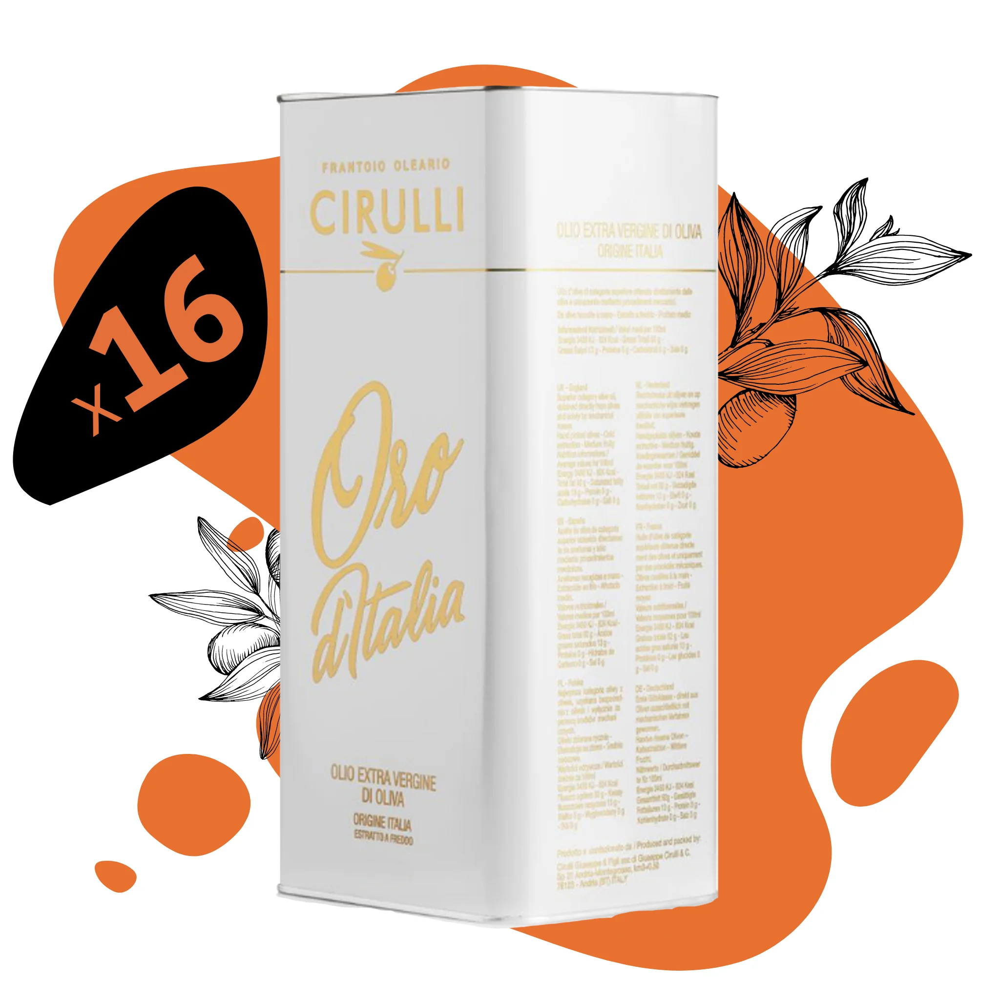 16 cans of extra virgin olive oil 16 x 5 litres
