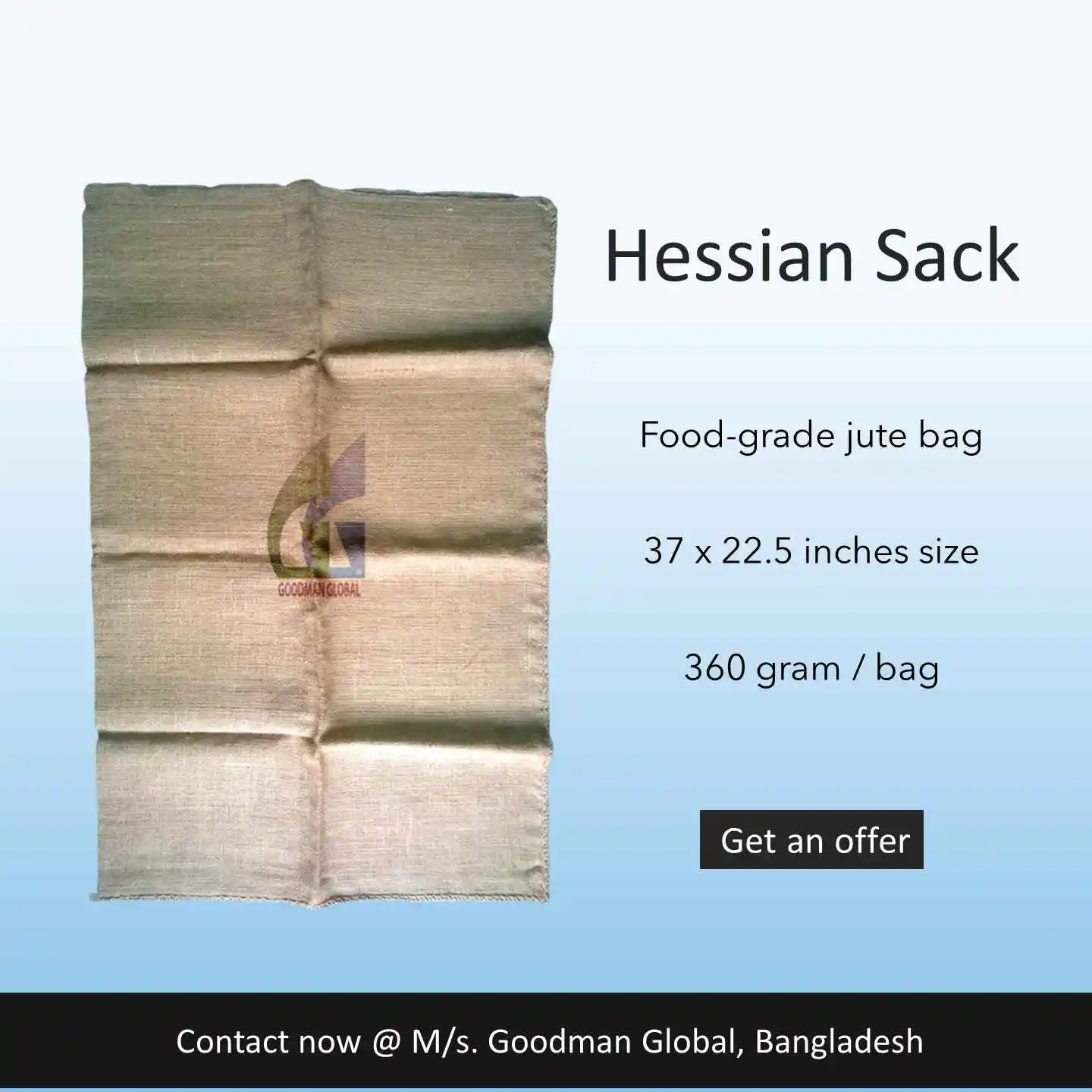 Hessian coffee sack 94x57 cm 360g new jute bag food-grade burlap sacks reusable bags Manufacturer Goodman Global Bangladesh