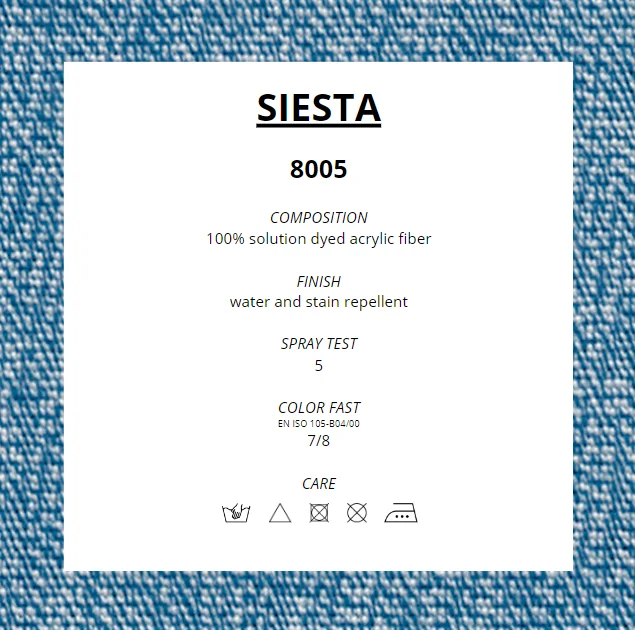 100% high quality solution dyed acrylic fabric for outdoor furnishing, garden and marine decorations - Siesta denim