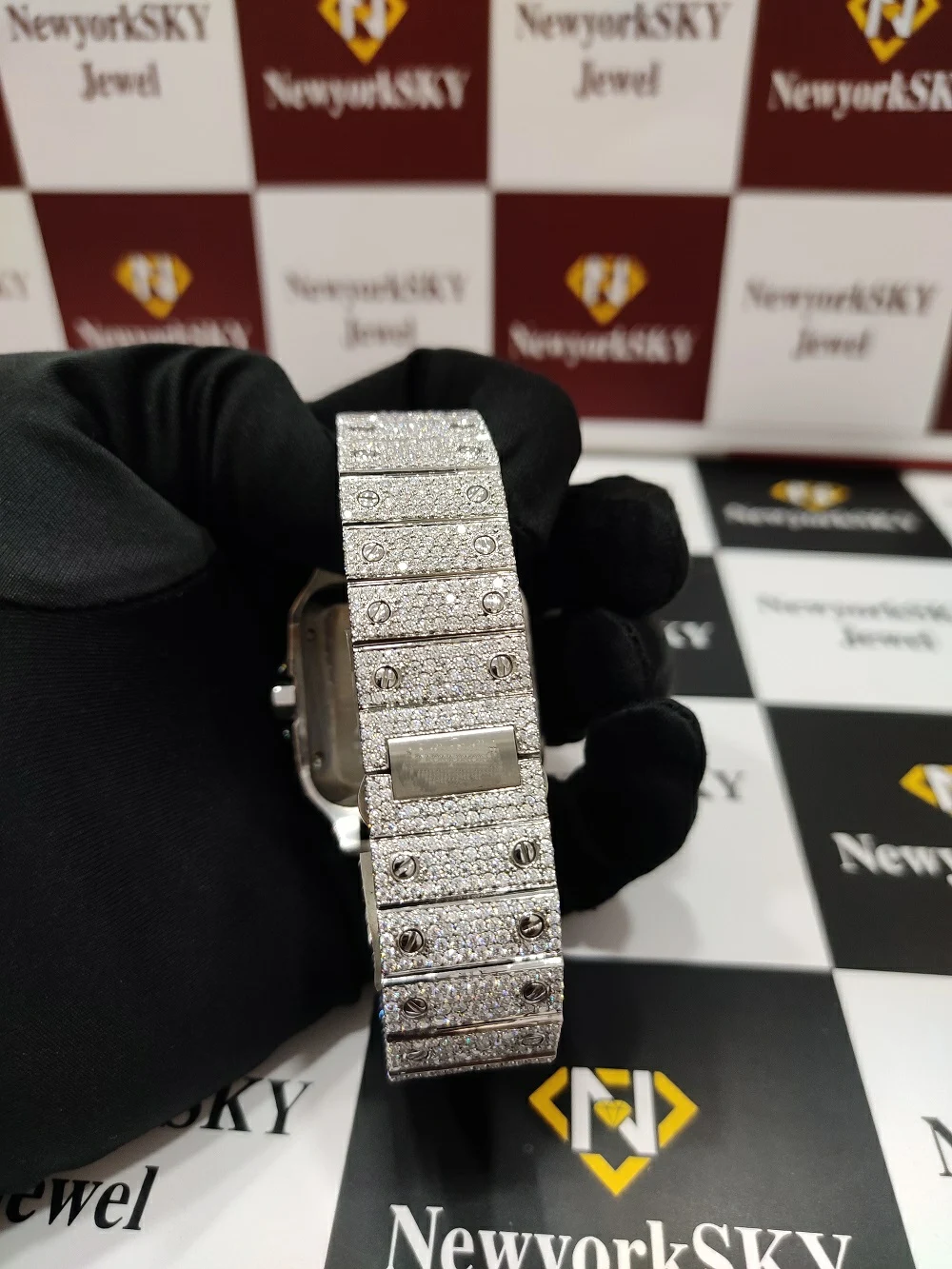 Buss Down Stainless Steel Luxury Rappers Wrist Watch Hand Setting Pass Diamond Tester Iced Out VVS Moissanite Watch for couple