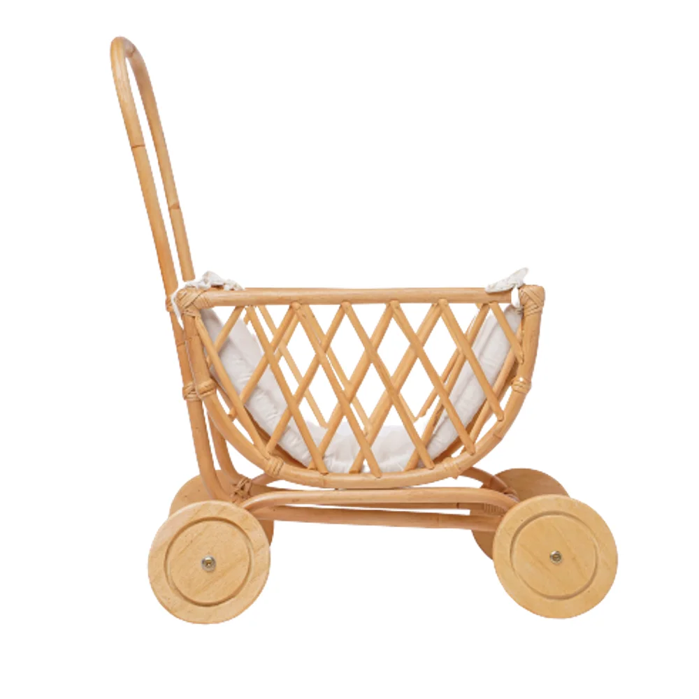 New design eco-friendly natural small rattan foot toys baby stroller cute trolley from Vietnam