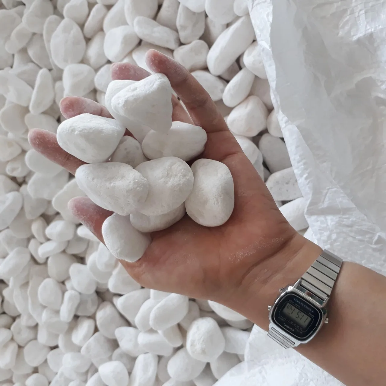 Customized Size Snow White Natural Pebble Stone for Landscaping Paving Decoration rounded Tumbled Cobble Pebble Type