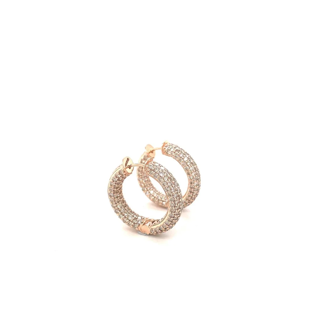New Trendy Fashion Round Shape Hoop Earring 14 Kt Rose Gold Earring with 5.40 Diamond Ct Earring from Indian Manufacturer
