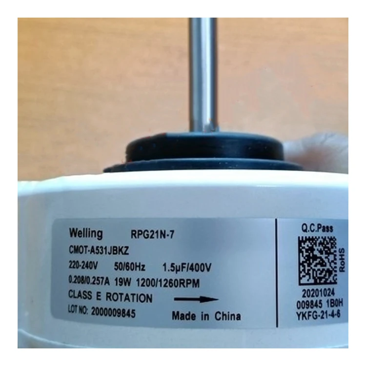 Welling YKFG-21-4-6 RPG21N-7 indoor air conditioner replacement motor AC fan motor