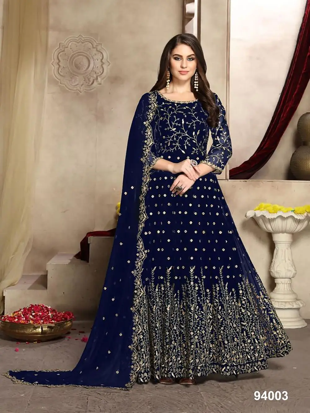 Индийская модная женская длинная жоржет с вышивкой Анаркали Kurti платье Dupatta одежда для свадебных вечеринок оптом