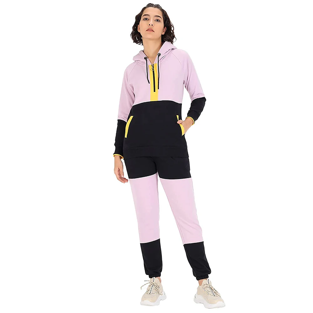 Fashionable Ladies Tracksuits Panel Work Stylish Jogging Wear Cotton Fleece Sweatsuits made in Pakistan