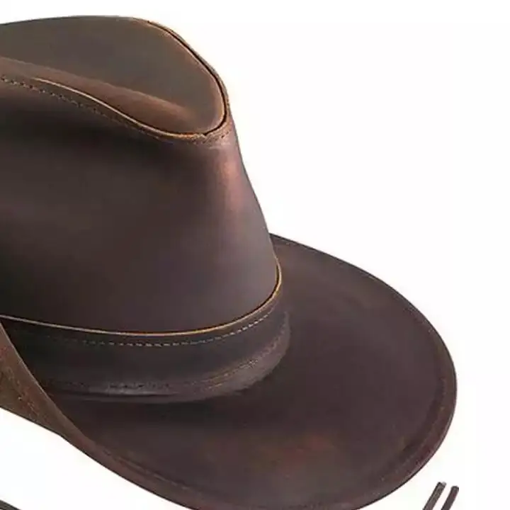 Cowboy Hat Leather Western Style Pinch Front Cowboy Leather Hat in Bulk Fully Personalized Logo & Design Leather Hats