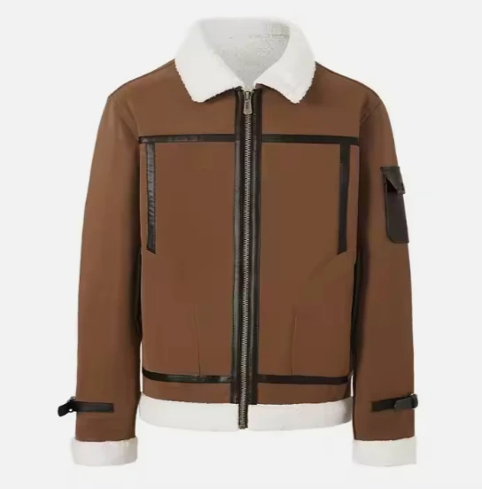 Mens winter jacket man Plush Leather Jacket with Large Fur Winter Season Integrated down jackets for men