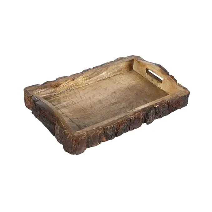 Dining Wooden Serving Tray in home and kitchen Wood Serving Tray Set for Coffee Food Breakfast Dinner