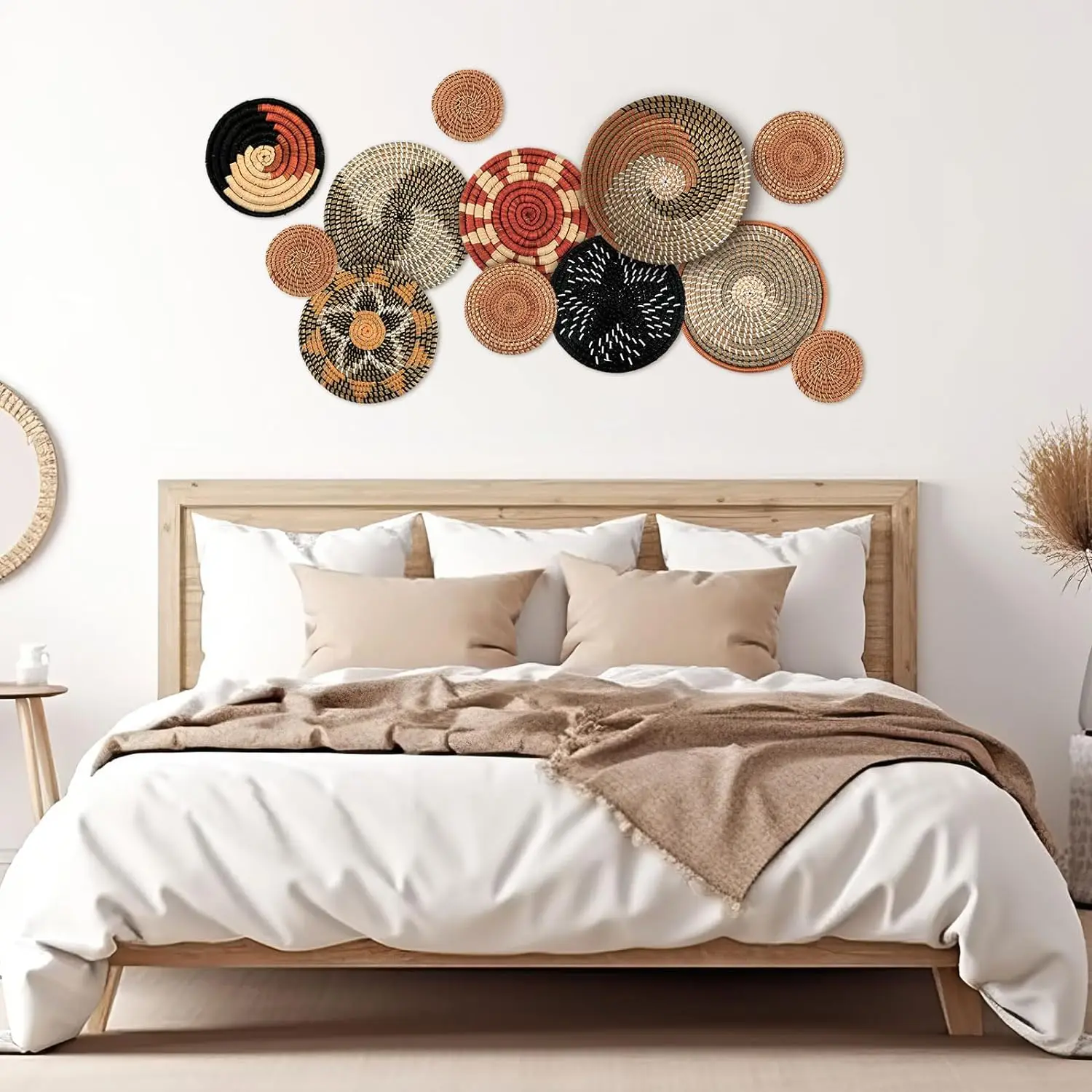 NEW ITEM 11 Pcs Boho Wall Basket Decor Natural Materials OEM ODM | Handwoven Baskets For Livingroom Kitchen