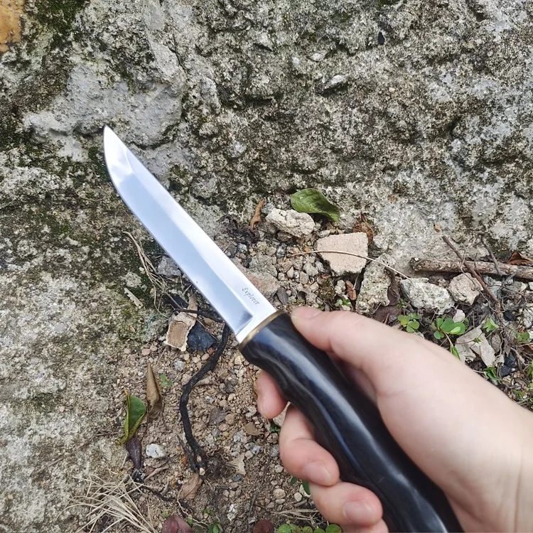 Light Weight Fixed Blade Knife with Mirror Polish Blade & Ergonomic Wooden Handle for Camping & Fishing
