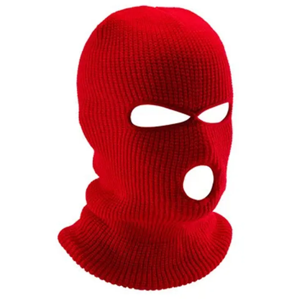 Wholesale High Quality Custom Full Face Cover Custom Knitted Breathable Ski Mask 3 Hole Grassy Custom Distressed Balaclava Hat