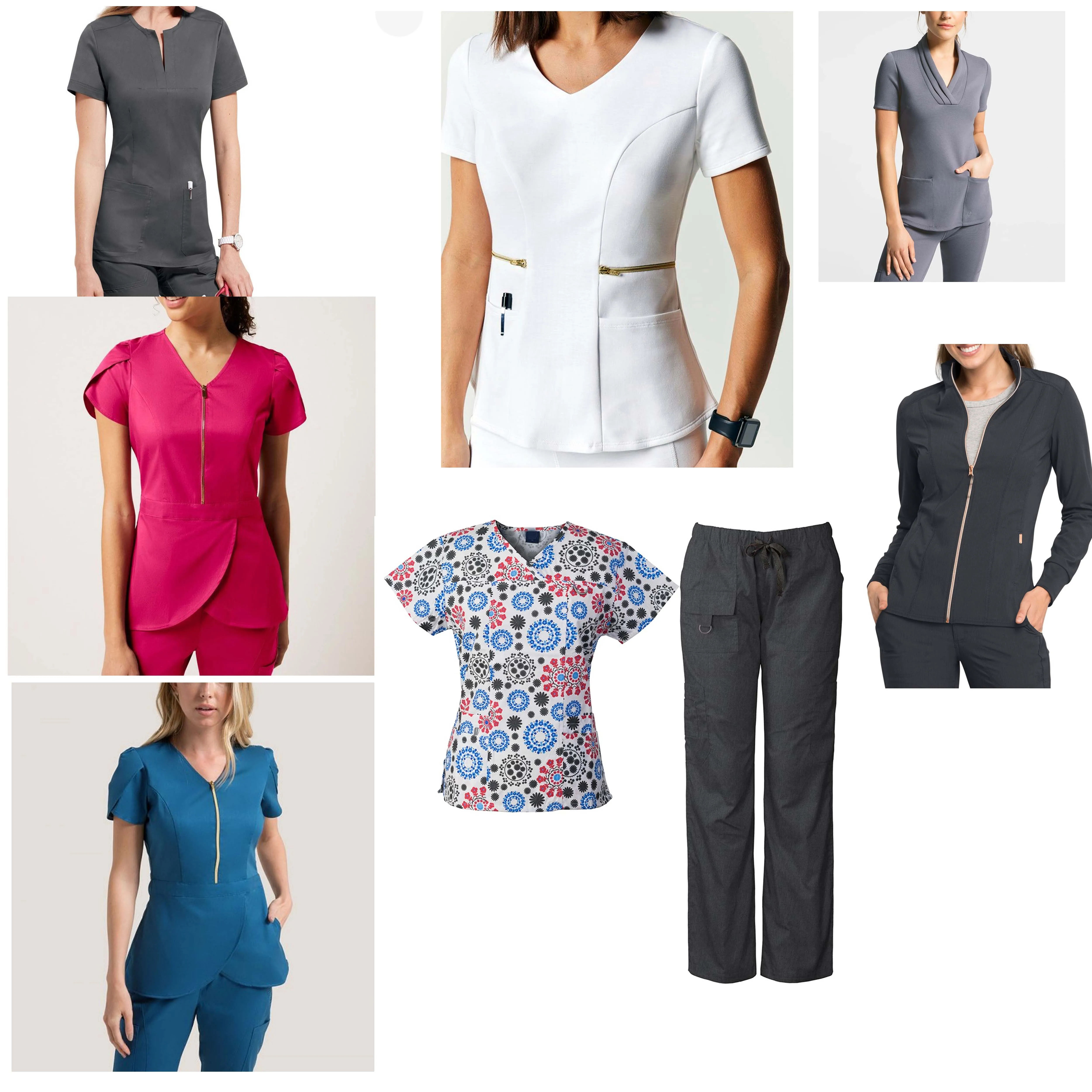 Breathable Hospital Printed Scrubs Uniform Suits Easy-wash Medical Nursing Scrubs Uniforms Sets