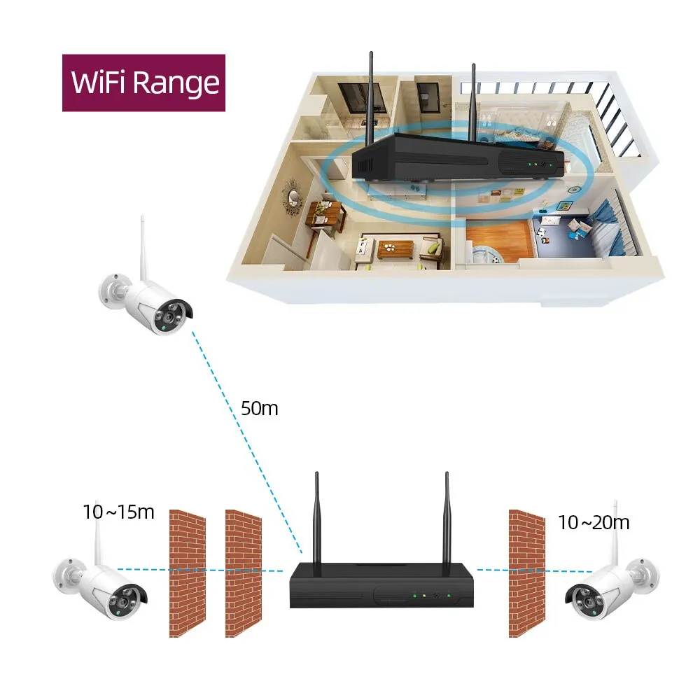 H.265 8CH 3MP Wireless Video Camera System Outdoor Audio Record Wifi IP Camera P2P Security CCTV Surveillance NVR Kit