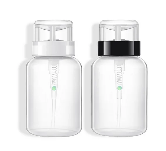 250ml Empty Push Down Lockable Pump Dispenser Bottle Refillable Press Bottle Container Holder for Nail Art and Hand Sanitizer