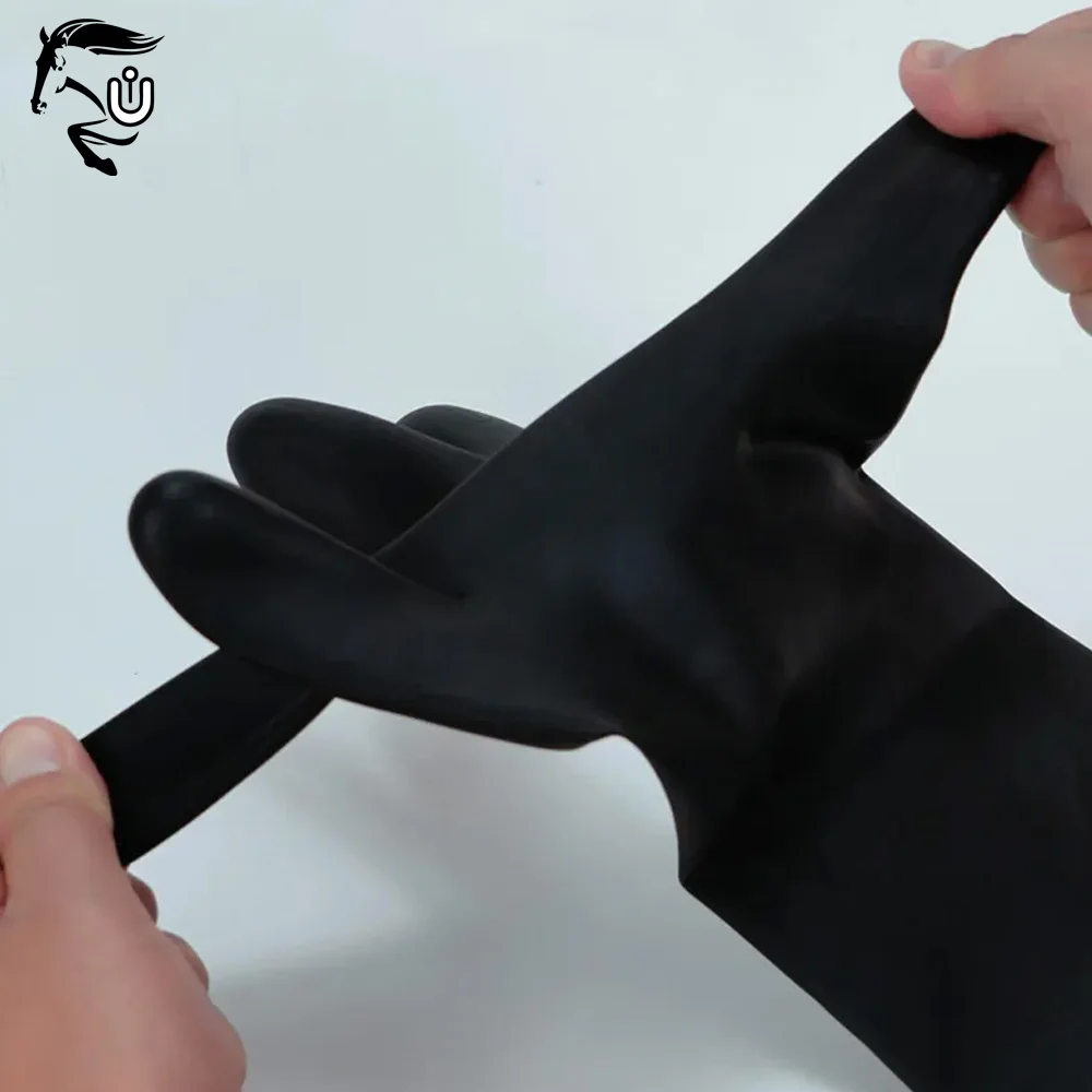 Black Rubber Latex Safety Gloves Acid Alkali and Oil Resistant for Chemical Work